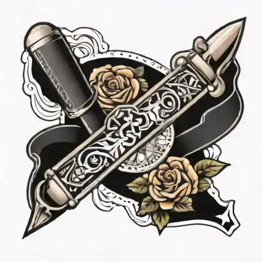 pen tool belt tattoo design idea