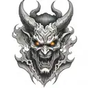 demon face ripping thru back of head   tattoo design idea