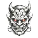 demon face ripping thru back of head   tattoo design idea