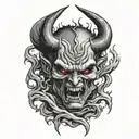 demon face ripping thru back of head   tattoo design idea