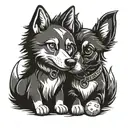 bingo and floppy from bluey tattoo design idea