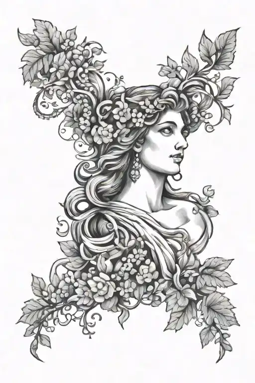 Greek mythology, vines, astrology tattoo design idea