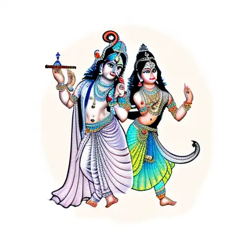 krishna and radha tattoo design idea