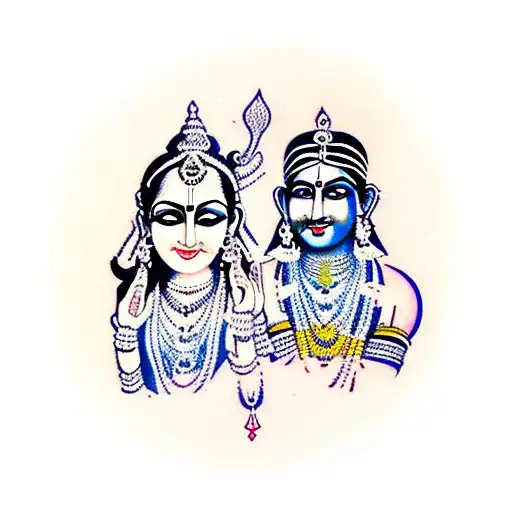 krishna and radha tattoo design idea