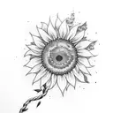 sunflower with barbed wire  tattoo design idea