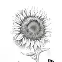 sunflower and butterfly together tattoo design idea