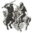 Rostam & Sohrab battle scene tattoo design idea