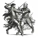 Rostam & Sohrab battle scene tattoo design idea