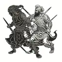Rostam & Sohrab battle scene tattoo design idea
