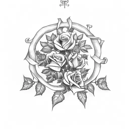 gothic cross with roses and vines tattoo design idea