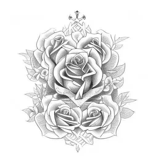 gothic gravestone with roses and vines tattoo design idea