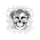 gothic gravestone with roses and vines tattoo design idea