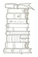 margaret hamilton stack of books tattoo design idea