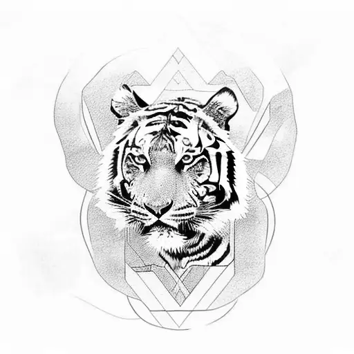 tiger with blue eyes tattoo design idea