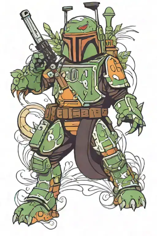 boba fett as bulbasaur tattoo design idea