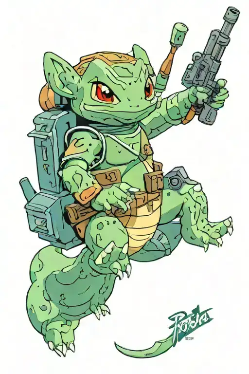 Bulbasaur as boba fett tattoo design idea