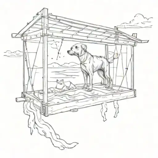 dog, river, cage tattoo tattoo design idea