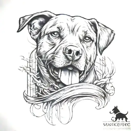 dog, river, cage tattoo tattoo design idea