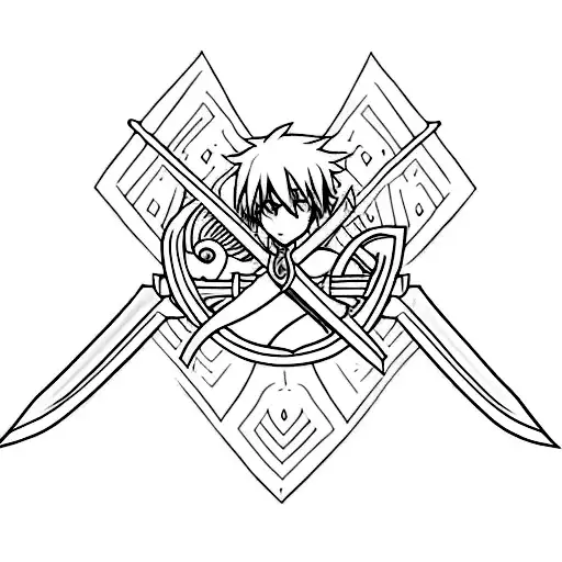 simple anime sword tattoo design idea
