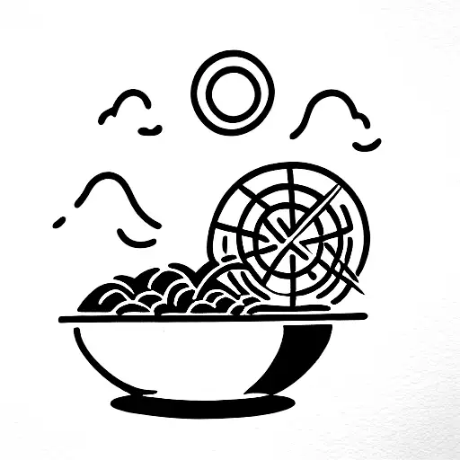 Vietnamese, Bowl of Pho, Lantern, Rice fields  tattoo design idea