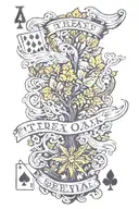 arm sleeve including treaty oak revival, smoke, rivers, playing cards, shotgun tattoo design idea