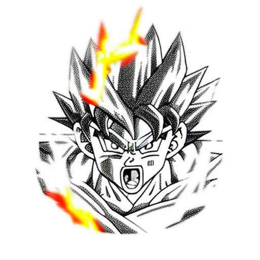 Goku powering up with a glowing aura tattoo design idea