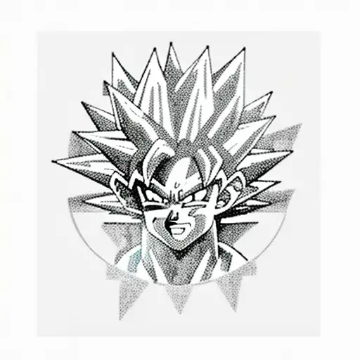 Goku powering up with a glowing aura tattoo design idea