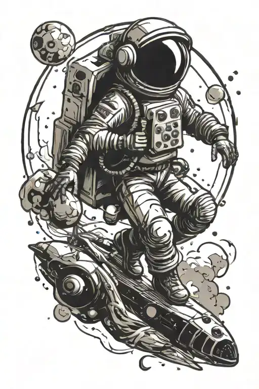 gypsy astronaut floating in space tattoo design idea