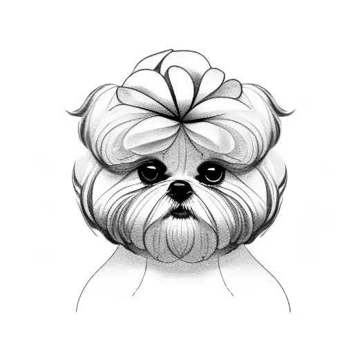 A bouquet of flowers shaped like a Shih Tzu and Bichon Frise tattoo design idea