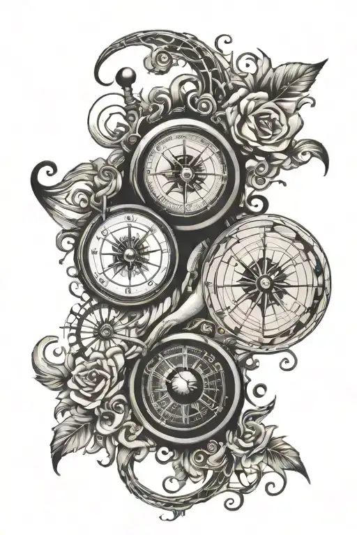 ying Yang compass stethoscope intertwined tattoo design idea