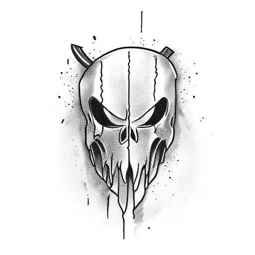 ghostface knife with his face in tattoo design idea
