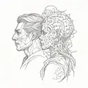 deep thinker and hard lover tattoo design idea