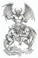 a demon and an angel fighting tattoo design idea