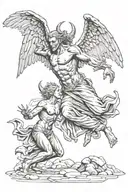 a demon and an angel fighting tattoo design idea