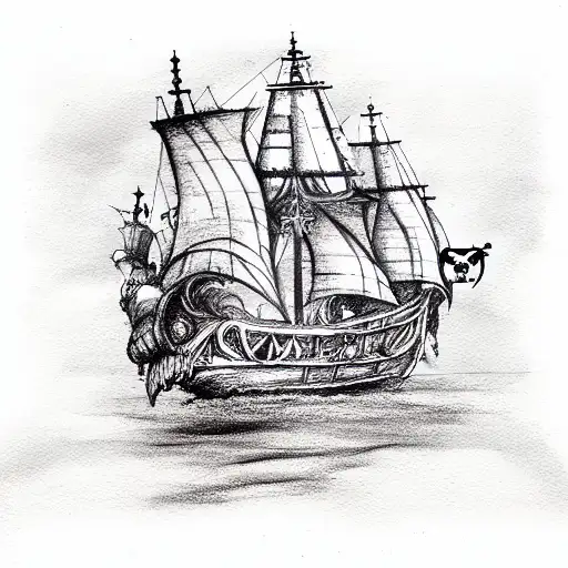 Pirate ship tattoo design idea