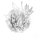 cascading honeysuckle and tulips and narssicus with Sagittarius symbols  tattoo design idea