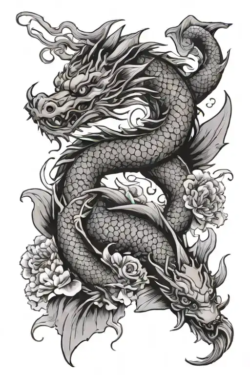Dragon and Koi fish tattoo design idea