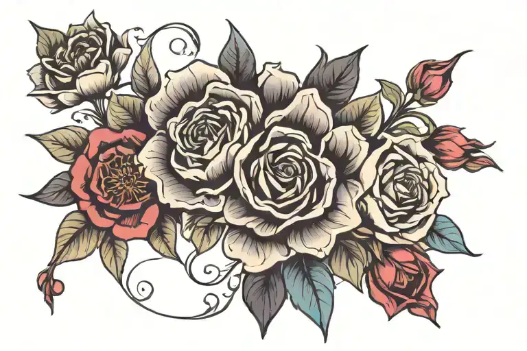 Collarbone goth emo feminine flowers tattoo design idea