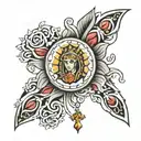 guadalupe with rosary tattoo design idea