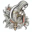 guadalupe with rosary tattoo design idea