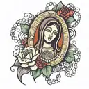 guadalupe with rosary tattoo design idea