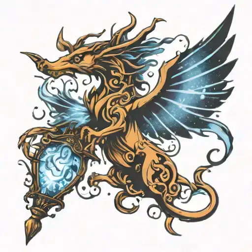 wand casting a patronus charm  tattoo design idea