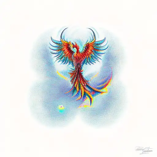 Phoenix rising from semi colon tattoo design idea