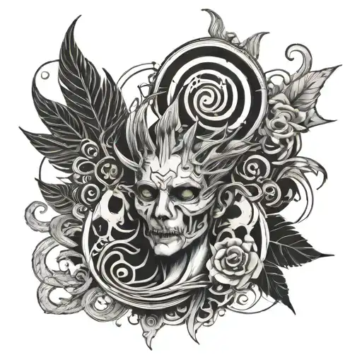 Create a tattoo inspired by dark rituals with a techno music twist tattoo design idea