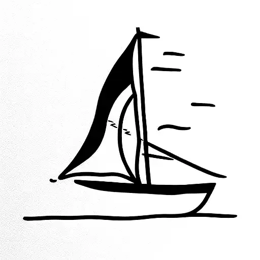 sailing boat in the sea, freedom of sail, environmental sustainability tattoo design idea