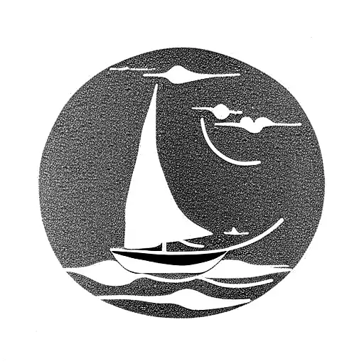 sailing boat in the sea, freedom, environmental sustainability tattoo design idea
