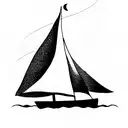 sailing boat with the mast as a tree, meaning freedom, in an environmental sustainability idea tattoo design idea