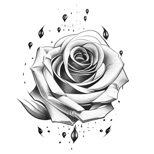 A black rose with thorns dripping blood tattoo design idea