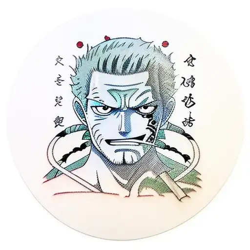 Japanese Zoro With Purple Eye Tattoo Idea - BlackInk AI