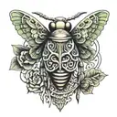 cicada surrounded by intricate patterns tattoo design idea